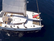 Luxury catamaran yacht HIGH JINKS cruising in Greece with Contact Yachts